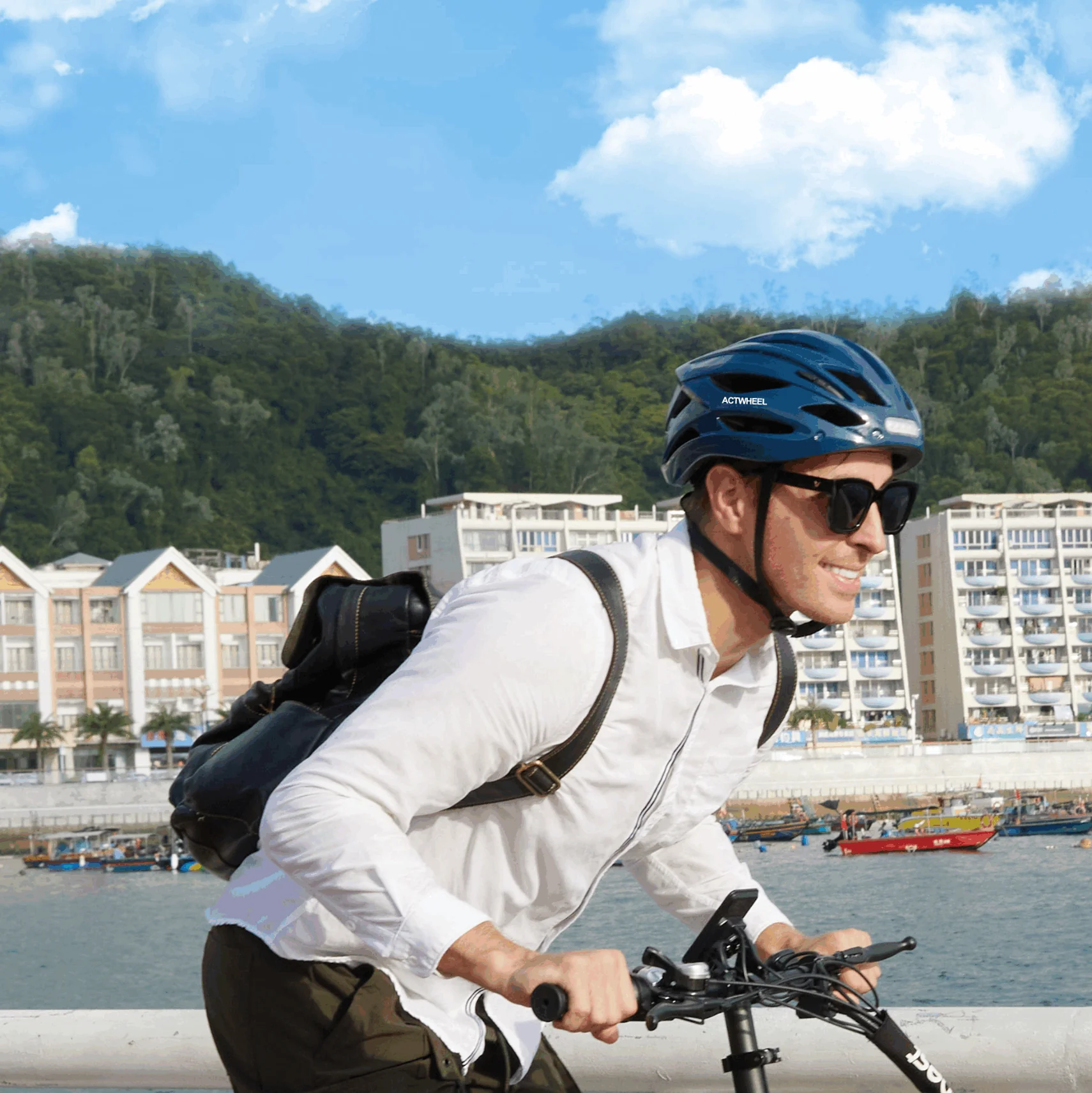 ACTWHEEL Adult Bike Helmet with USB Rechargeable LED Front and Back Light - Image 2