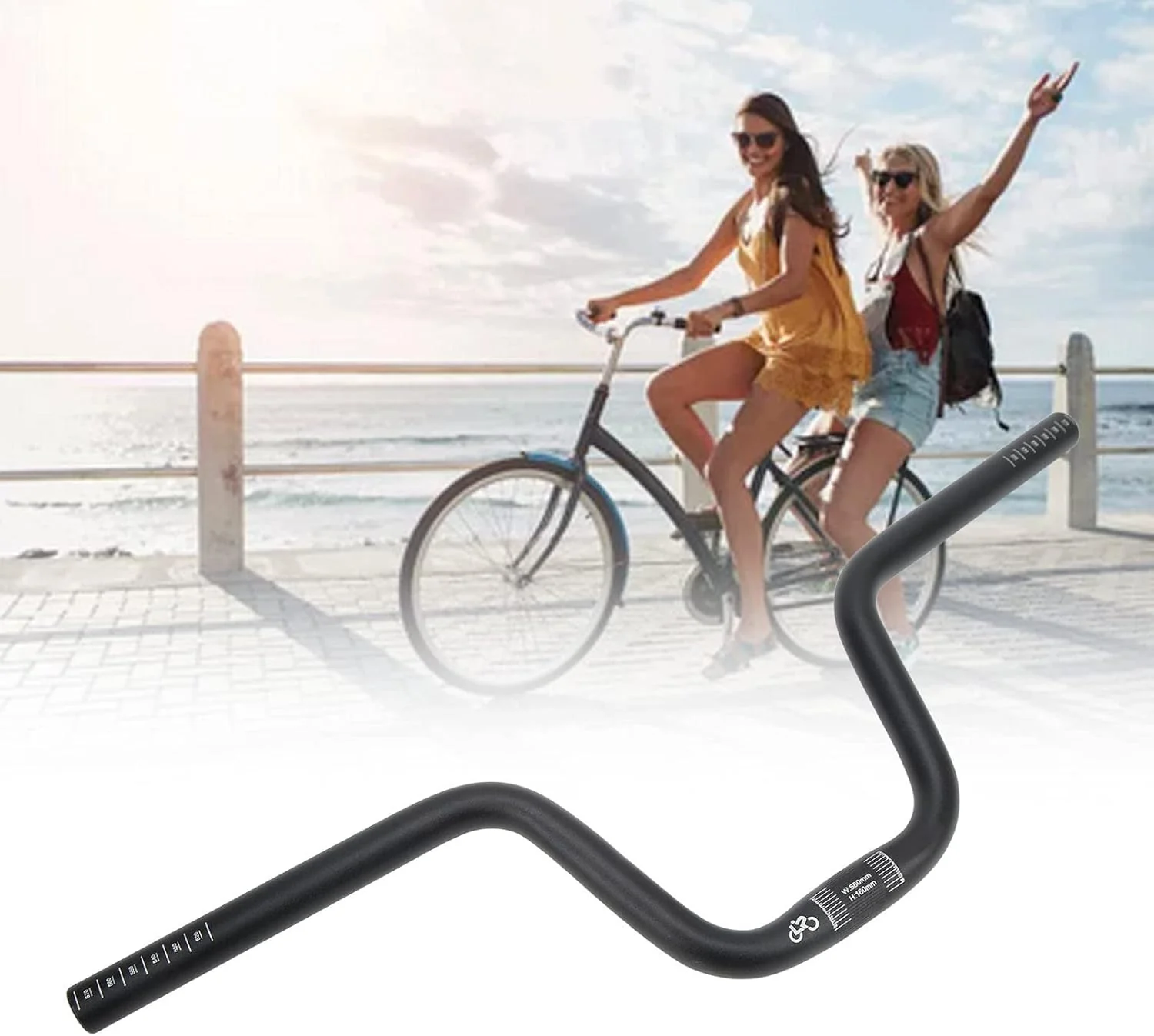 LYNKRIDE 25.4 Bike Handlebar - 580mm Lp Litepro Aluminum Alloy Bicycle Handlebars - 120mm,160mm Riser Handlebar for Brompton Folding bike, E-bike, Commuter bike(160mm Rise) - Image 3